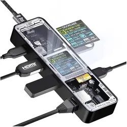 Dockcase USB-C Dockingstation DPB61L-EB Universal integriertes Display, inkl. (USB-C, 6 Ports), Dockingstation + USB Hub, Schwarz