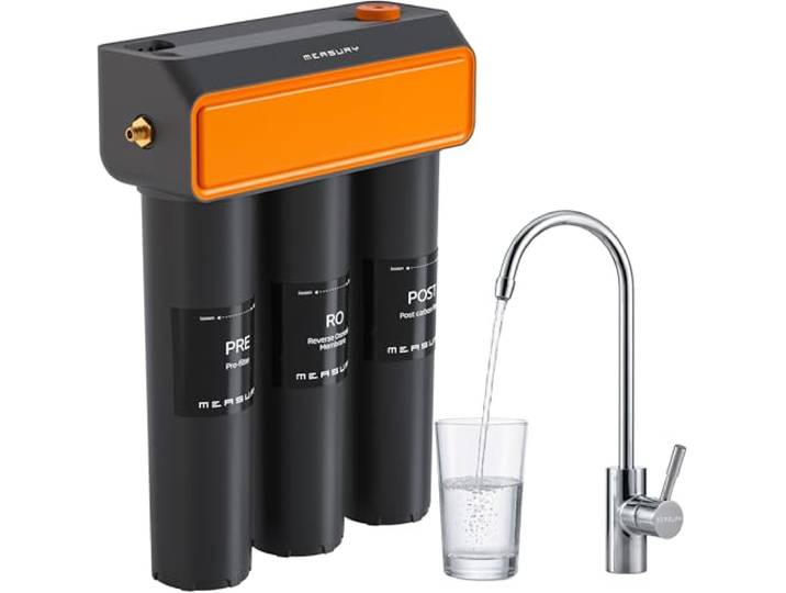 Measury Osmoseanlage Trinkwasser Untertisch - Umkehrosmoseanlage RO HOME Mit Remineralisierung, Osmose Wasserfilter ohne Strom bis zu 2L Osmosewasser pro Minute, Reverse Osmosis Water Filter