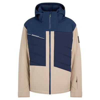 Skijacke ZIENER "TIDAL-Z AQUASHIELD HERREN", Herren, Gr. 48, beige (sandstone.schwarz navy), Obermaterial: 100% Polyester. Futter: 100% Polyester. Futter 2: 100% Polyamid. Wattierung: 100% Polyester, Jacken Skijacke, wasserdicht, winddicht,...