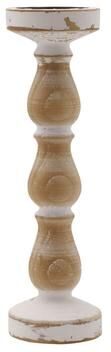 Elements White Wood Candle Holder, 13 Inch