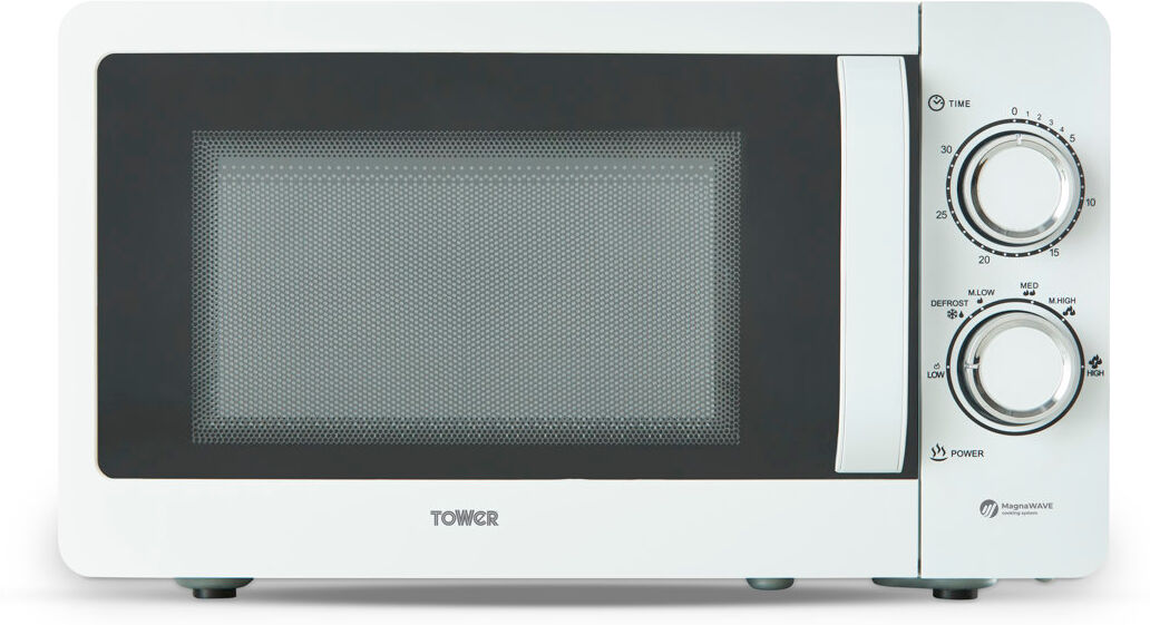 Tower 20L 800W Manual Microwave White 25.5cm H X 45.1cm W X 34.4cm D