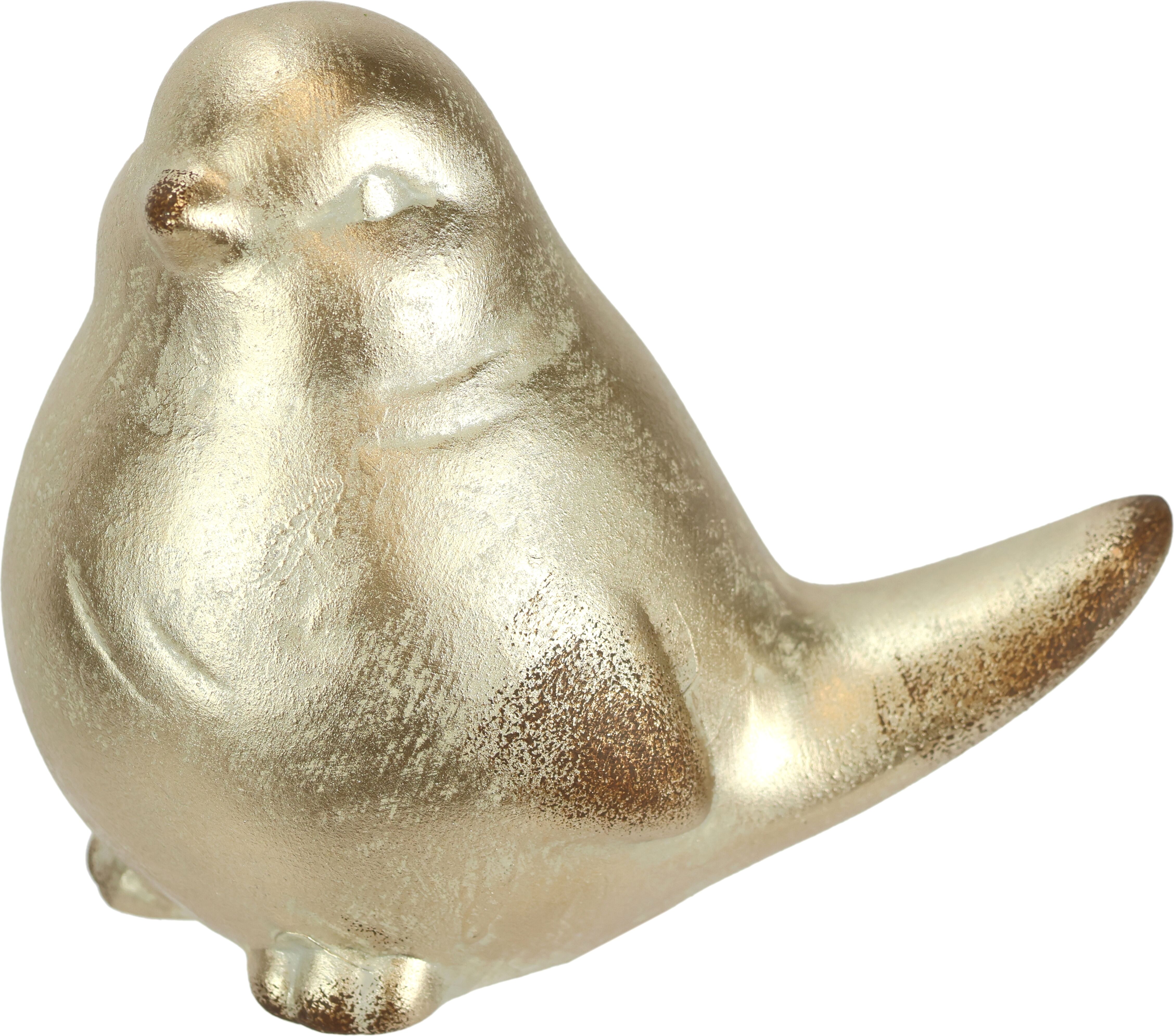 Dekofigur I.GE.A. "Vogel aus Keramik", gold, B:14cm H:12cm, Keramik, Dekofiguren, Dekofigur, 2er Set Ornament Statue Tierfigur Skulptur Dekovogel Vogelfigur gold B/H/T: 14cm x 12cm