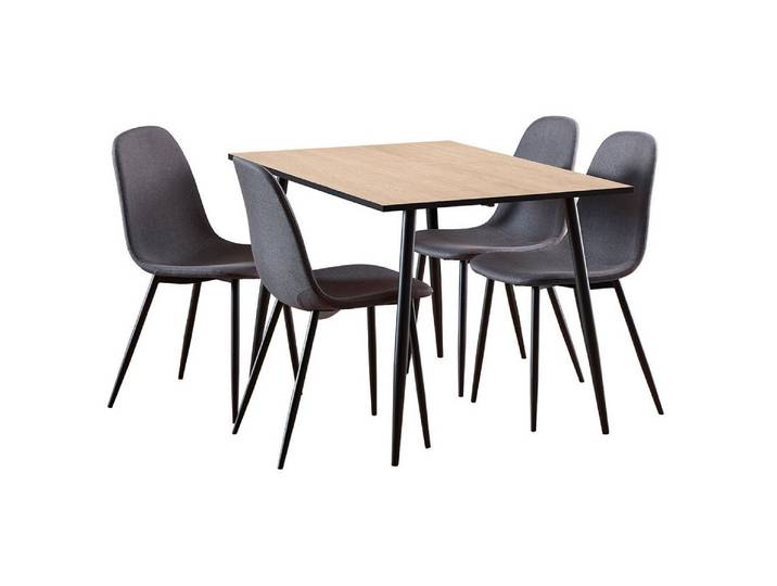ACTONA GROUP Essgruppe Wilma Essgruppe Tisch mit 4 Stühlen weiß, dunkelgr, (5-tlg)