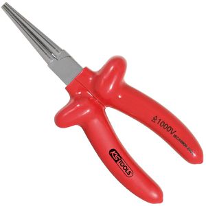 KS-Tools Rundzange 117.1290, Langbeckzange, 160 mm, lange Backen, verchromt, isolierte kunststoffüberzogene Griffe