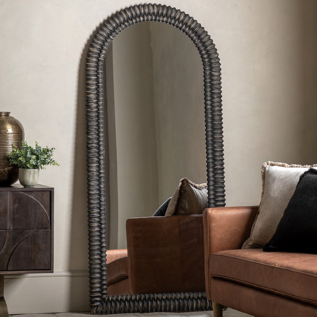 Lark Manor Janette Wall Overmantel Mirror Black Wash 170 cm H x 77 cm W