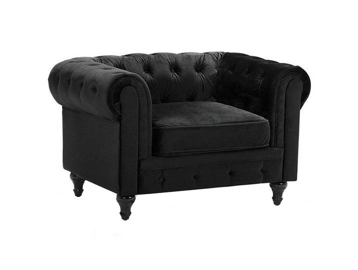 SESSEL Samtstoff schwarz Chesterfield