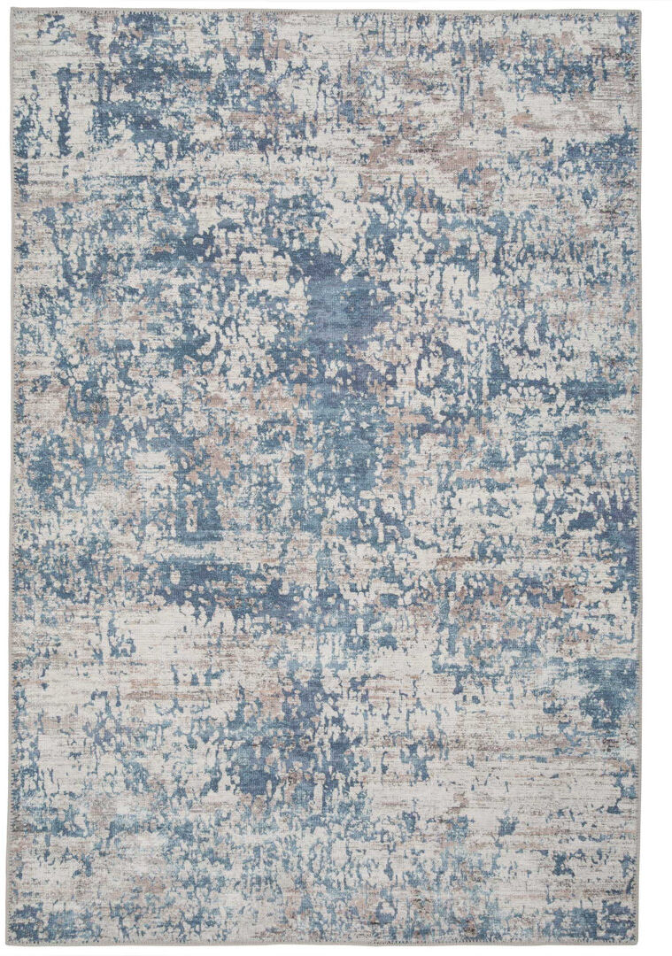 Kukoon Machine Washable Blue Beige Modern Abstract Distressed Living Room Area Rug Blue,Beige Rectangle 240 x 330cm