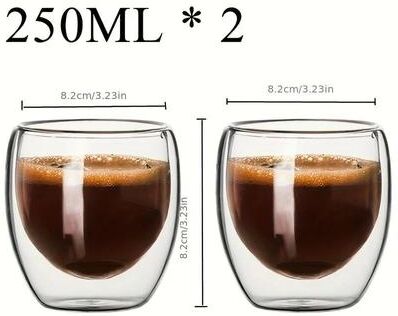 Uplifted Finds Thermal Core Double Wall Glass Set Professional Heat Insulating Transparent Espresso & Whiskey Interface 2 Pcs 250 Ml