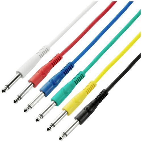 Adam Hall K3IPP0060SET Klinke Audio Anschlusskabel [6x Klinkenstecker 6.3mm (mono) - 6x Klinkenstecker 6.3mm (mono)] 0.60m Weiß