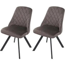 2er-Set Esszimmerstuhl MCW-K25, Küchenstuhl Lehnstuhl Polsterstuhl, Metall Samt ~ dunkelbraun