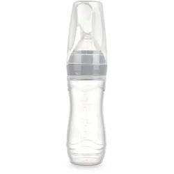 Squeeze Fütter-Flasche mit Löffel - Grau