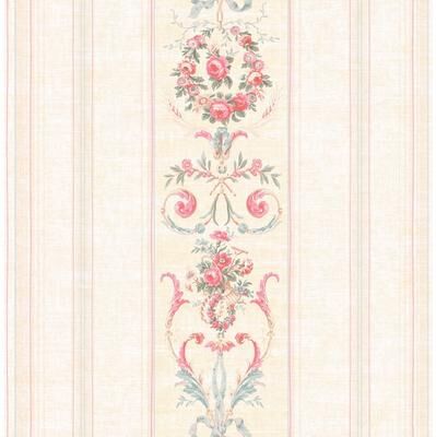 Seabrook Designs Valeriane Floral Stripe Unpasted Wallpaper