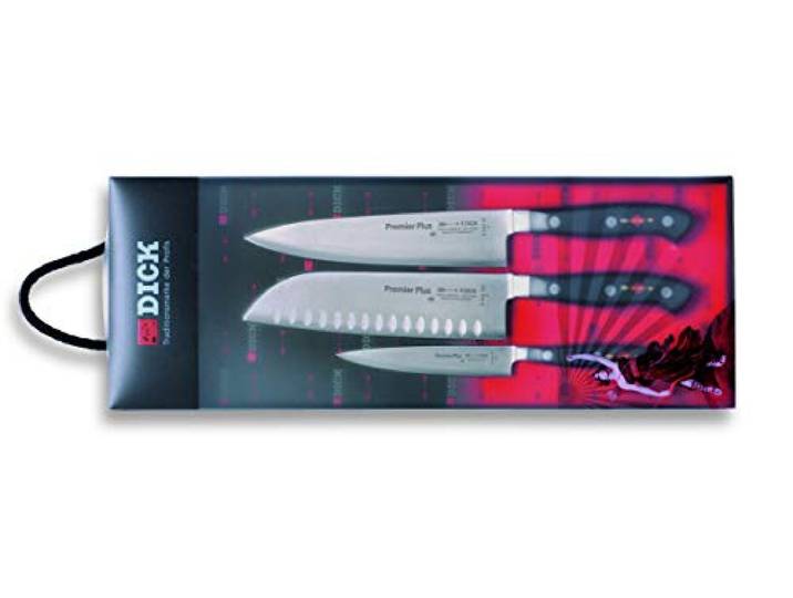 F. Dick Messerset, Premier Plus Eurasia (Gyuutoo Messer, Santoku, Officemesser, X50CrMoV15 Stahl, nichtrostend, 56° HRC) 81088000