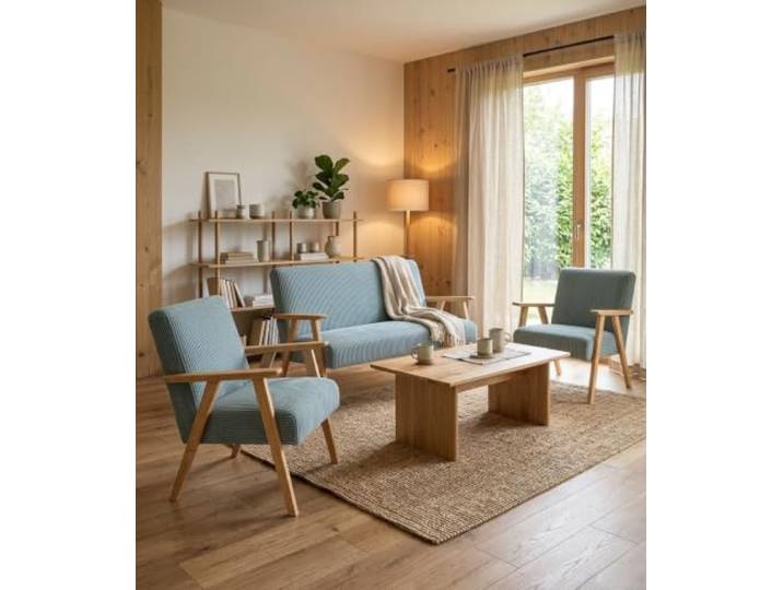 Family Meble Sitzgruppe Soler Apollo – Zweisitzer-Sofa und 2 Sessel im Retro-Stil – Variante Apollo 26