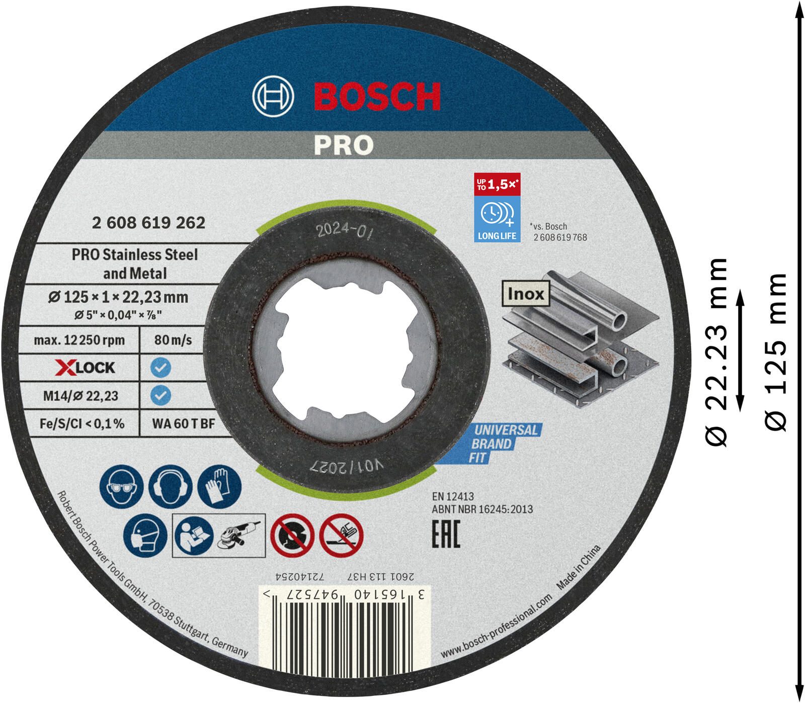 BOSCH Trennscheiben X-LOCK Standard for Inox 2608619267