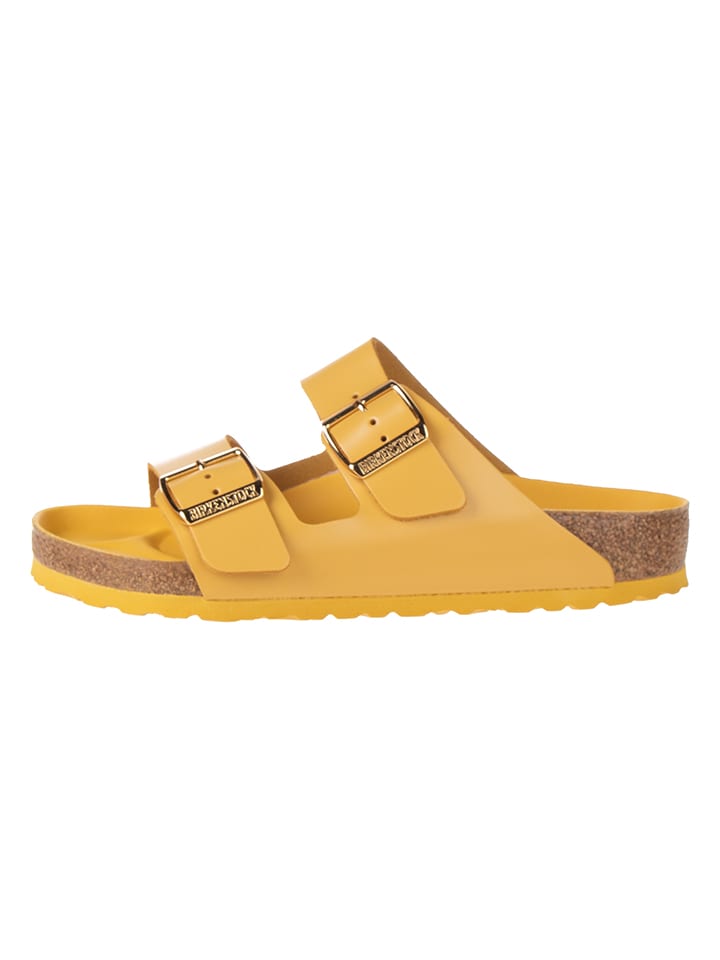 Birkenstock Leder-Pantoletten in Gelb - 36