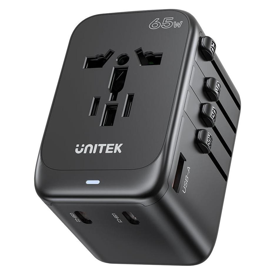 Unitek riad EU/US/UK/AUS PD 65 watt travel charger (65 W, 4 Ports) (P1122ABK01)