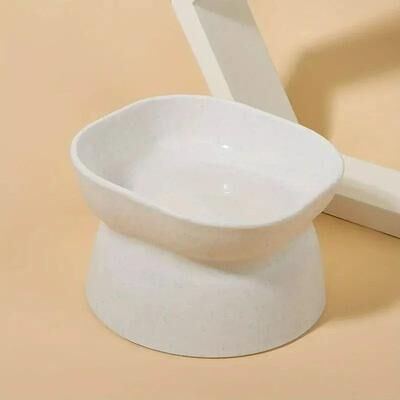 Uplift Essentials Elevated Anti Rollover Cat Bowl With Neck Protection white
