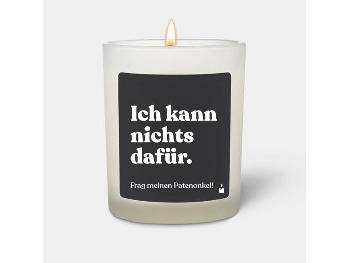 Duftkerze Weiss Woody Ich kann nichts dafür. Frag meinen Patenonkel!