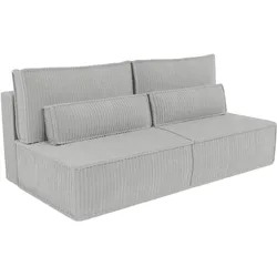 BETTSOFA LINO Hellgrau Kordstoff mit Schlaffunktion