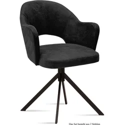 ARMLEHNSTUHL (2er-Set) Dunja 59x87x61 Schwarz/Anthrazit