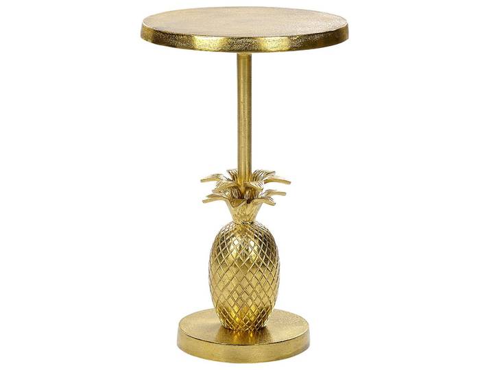BEISTELLTISCH Aluminium gold Ananas-Design rund 29 cm Pannouvre
