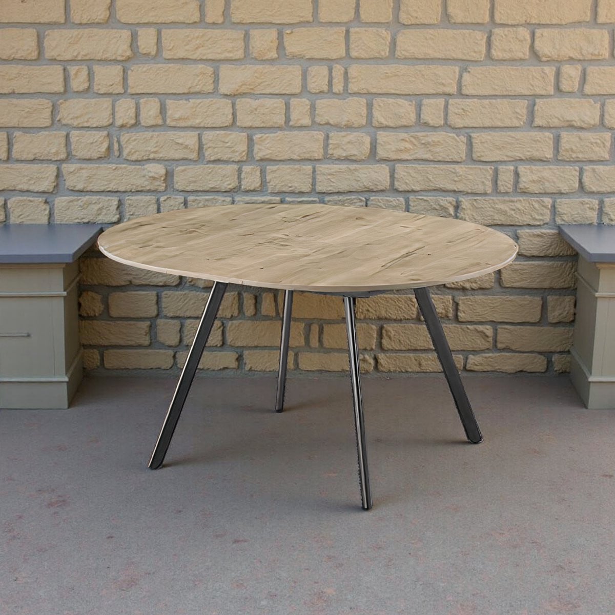 Tribe Uitschuifbare Ronde Eettafel met Butterfly Leaf in Sand Oak, 120-150 cm