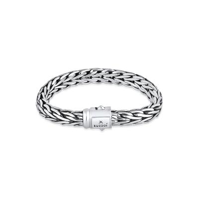 Armband KUZZOI "Gliederarmband Zopfmuster Unisex 925er Silber" Gr. 23, silber, Armbänder, Herren, 23cm, ohne Stein, Silber 925 (Sterlingsilber), Armband