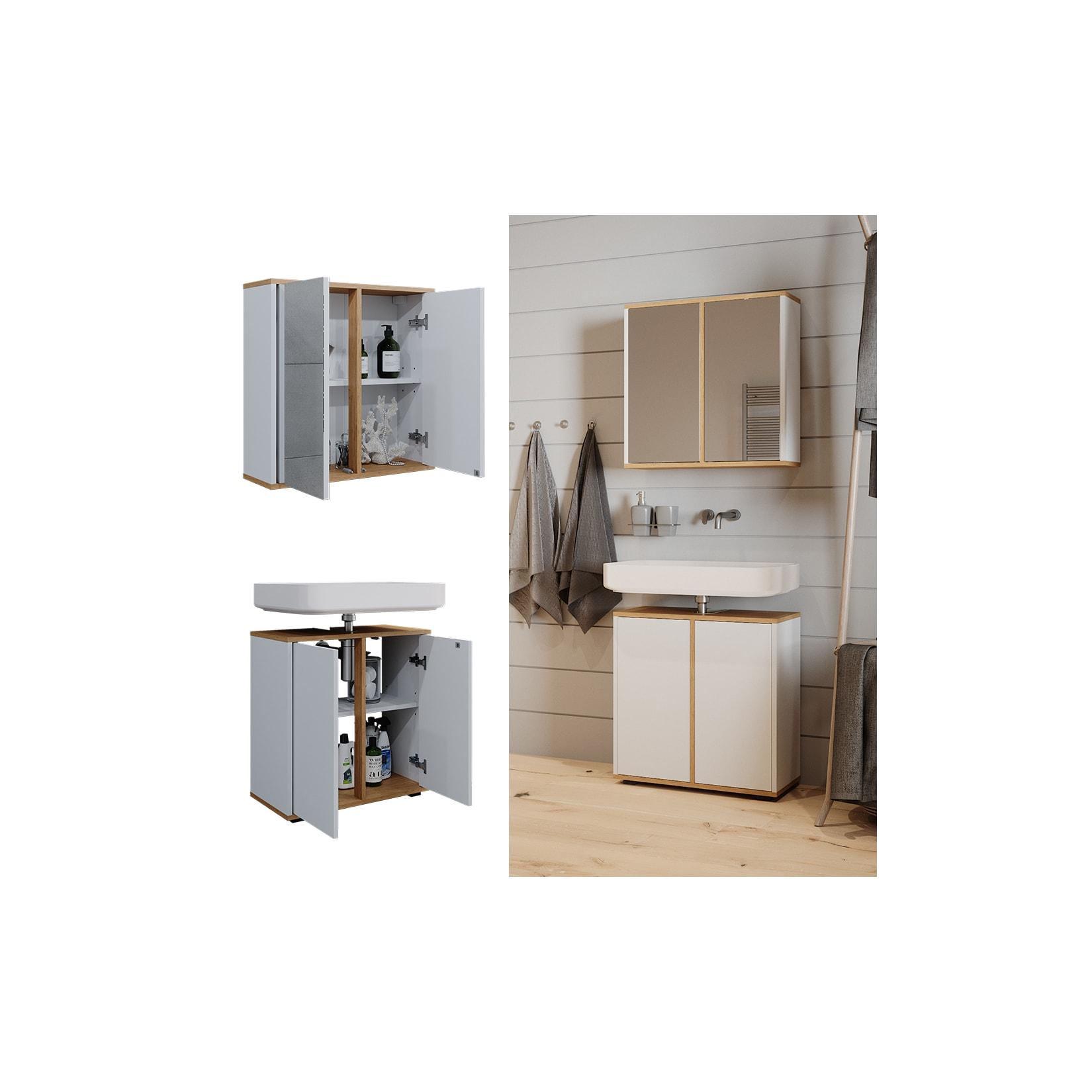 Vicco Badmöbel-Set Didi Weiß Eiche 2 Teile
