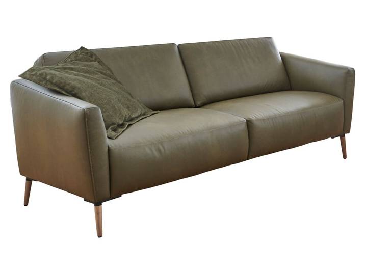Valnatura Sofa 3er PERLA, olive, Leder