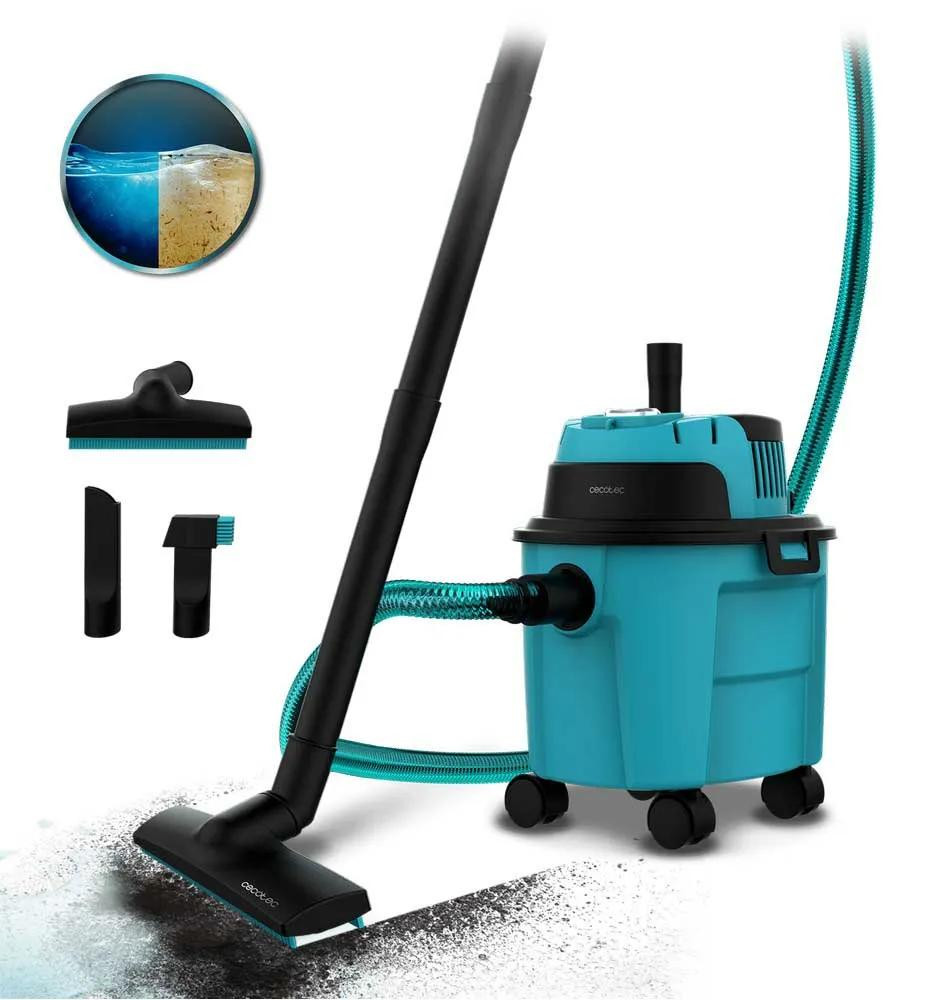 Cecotec Conga Rockstar Wet & Dry Compact stofzuiger, 1200 W, geschikt voor droog en nat gebruik, 10 liter, zwart-blauw
