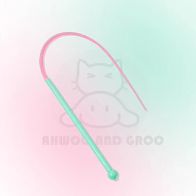 Uplift Essentials Simulated Mouse Tail Cat Teaser Interactive Silicone Play Toy With Bell green pink