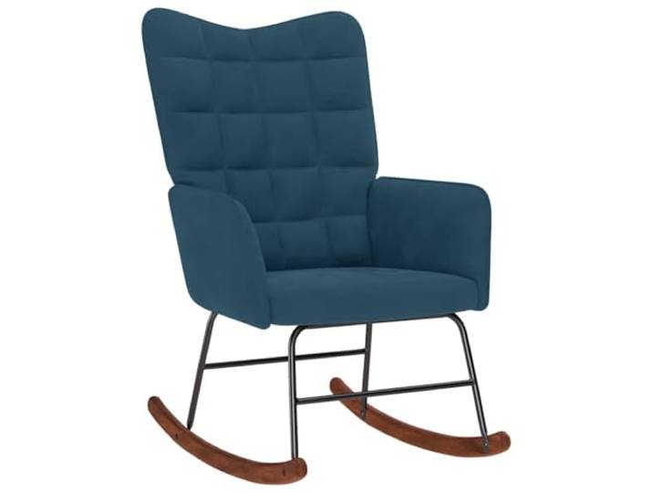 smnyxs Schaukelstuhl aus blauem Samt mit Sperrholzrahmen und Metall Gepolsterte Sitzfläche, Armlehnen, Holzbeine, lange Schienen, Wohnzimmer, Schlafzimmer, Büro