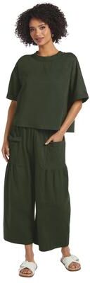 Masseys Weekend Wander Set Casual in Dark Green, Size 1X, Cotton/Spandex