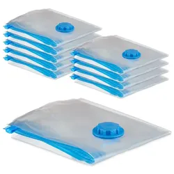 Relaxdays 30x Vakuumbeutel für Kleidung Blau,Transparent