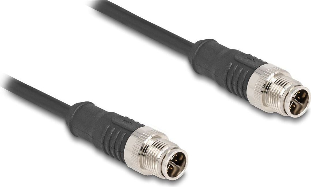 Delock Netwerkkabel 8-polige M12-X man naar 8-polige M12-X man, CAT 5e, S/FTP, 1 meter, Zwart