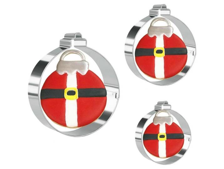 3Er-Set Ausstechformen Weihnachten Edelstahl, Mehrfarbig, Metall, 6x1.7x6 cm, Backen & Backzubehör, Keksausstecher