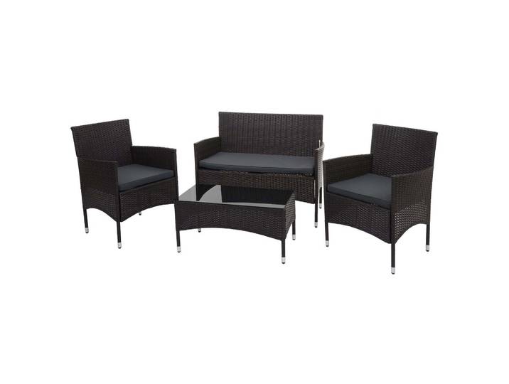 POLY-RATTAN GARNITUR Braun, Anthrazit