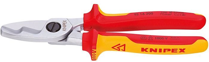 KNIPEX Kabelschere 9516200 Mit Doppelschneide, 200mm Mehrkomponenten-Griffen