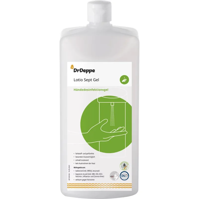 Dr.Deppe Lotio Sept Gel alkoholisches Händedesinfektionsmittel 1000 ml Spenderflasche 601118