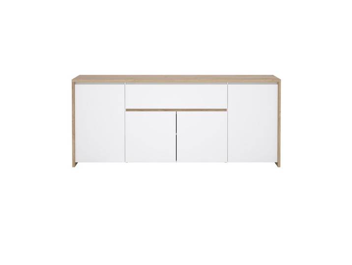 Buffet 4P/1T MOSS Blanc laqué/imitation chêne