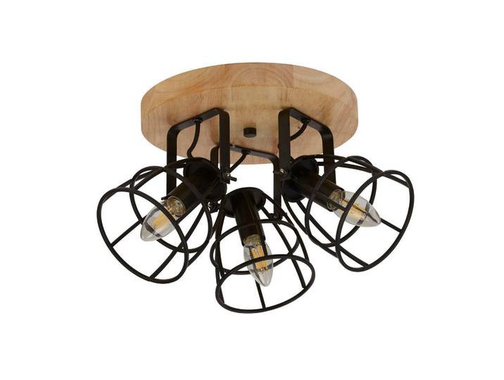 Deckenleuchte Vision, Schwarz, Holz, Metall, Kautschukholz, 17 cm, Lampen & Leuchten, Innenbeleuchtung, Deckenleuchten, Deckenleuchten