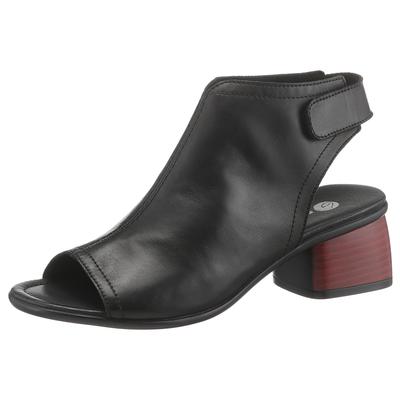 Sandalette REMONTE, Damen, Gr. 40, schwarz, Leder, unifarben, Schuhe Sandalette, Sommerschuh, Sandale, Blockabsatz, mit praktischem Klettverschluss