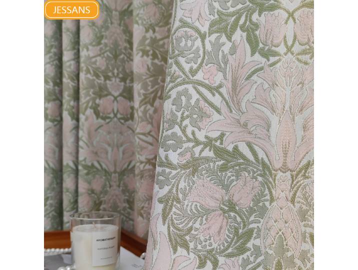 Rideaux occultants épais en Chenille Jacquard crème en poudre, pour produits finis personnalisés pour salon, chambre à coucher, balcon