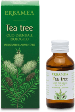 ERBAMEA Srl Tea Tree Olio Essenziale Biologico 20 ml - Olio Essenziale 100% Naturale Estratto dalla Melaleuca Alternifolia
