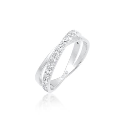 Silberring ELLI "Ring Neuheit Wickelring Kristalle 925 Silber" Gr. 54, silber, Fingerringe, Damen, 54, Silber 925 (Sterlingsilber), Silberring
