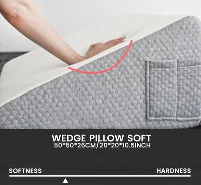 Uplifted Goods Memory Foam Wedge Pillow For Elevated Comfort light Grey 20x20x11in