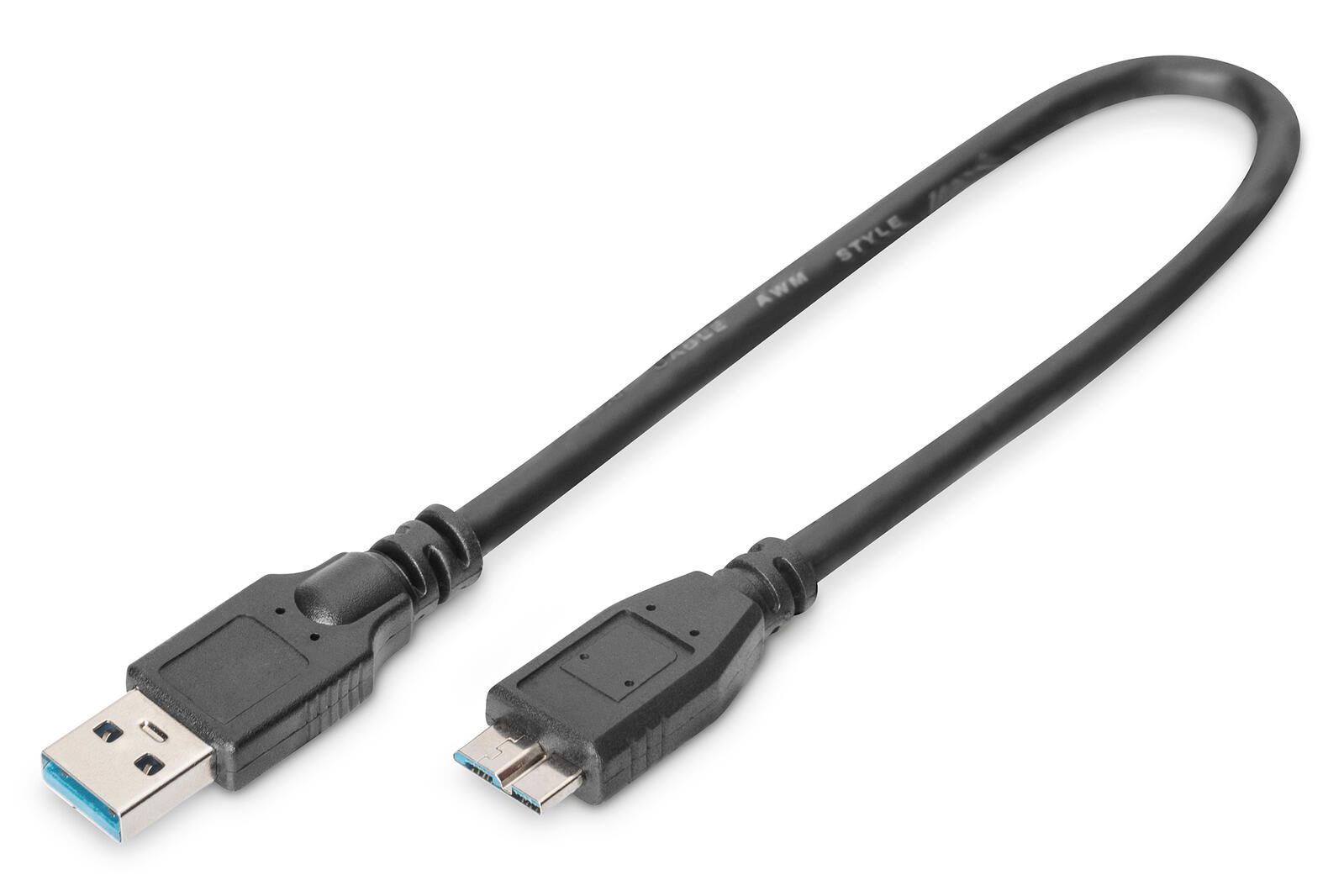 Digitus USB 3.0 Anschlusskabel, USB A - Micro USB B St/St, 0.25m, USB 3.0 konform, sw AK-300117-003-S