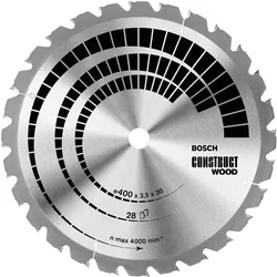 Bosch Professional Zubehör, Sägeblatt, PRO Construct Wood Kreissägeblatt, 350 x 3,5 x 30 mm