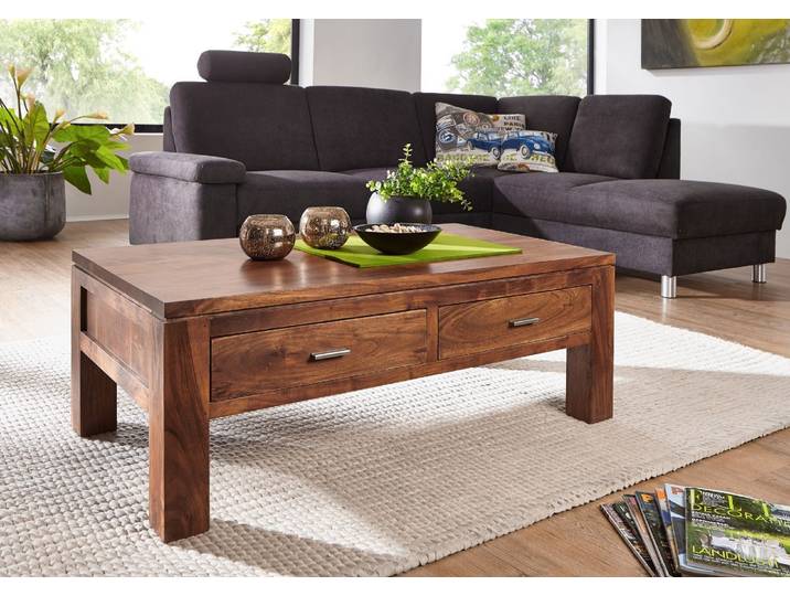 Table basse 110x60 Acacia laqué Golden honey SHAMAN #70